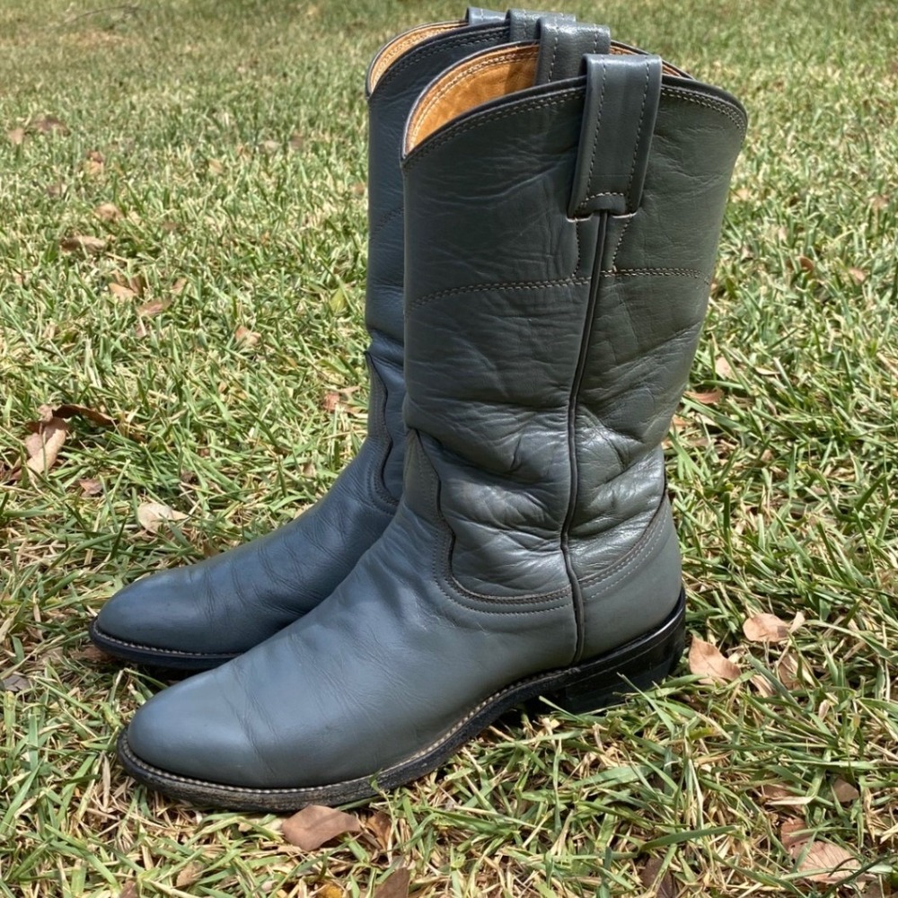 Nocona Boots Style 89 Gray Leather Western Cowboy Boots Mens 5.5 C